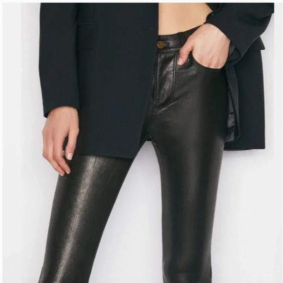 Frame Atelier Le Skinny De Jeanne Leather Pant in Washed Black - Size 26 - Picture 1 of 15